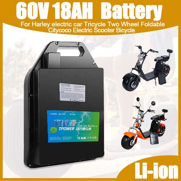 Bateria de polímero de lítio à prova d'água de íon-lítio 60V 18AH para carro elétrico Harley triciclo scooter bicicleta carrinho de golfe