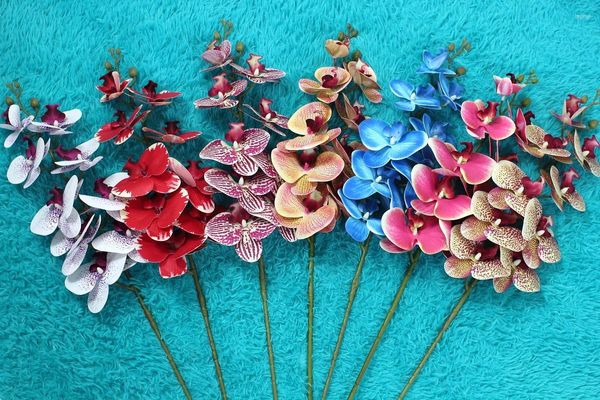 Flores decorativas 1 haste flor de seda artificial traça orquídea borboleta para casa casamento festival decoração f569