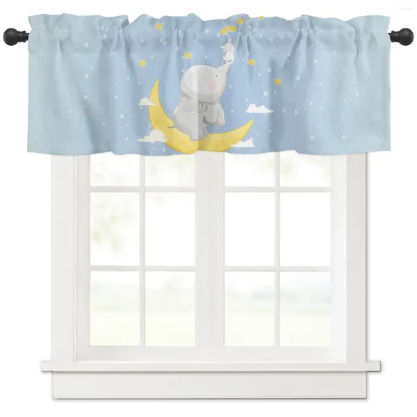 Cortina elefante estrelas dos desenhos animados cortinas da janela da cozinha decoração para casa curto para sala de estar quarto pequenas cortinas