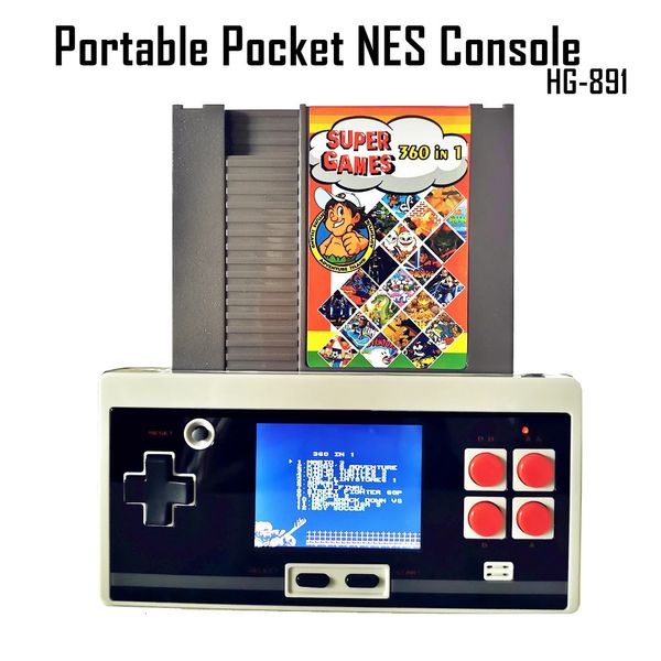 Jogadores de jogos portáteis est HAMY Portable Pocket NES Retro Classic Shape Handheld Game Player Cartucho Slot para cartão original de 72 pinos 2,8 polegadas cinza 231114