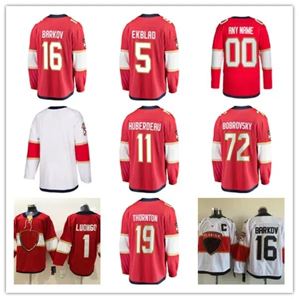 PERSONALIZZATO Top StitchMaglie da hockey Tkachuk 19 Barkov 16 Huberdeau 11 Aaron Ekblad 5 Bobrovsky 72 Luongo 1 Giroux 28 Jesrey Rosso Bianco Colore Taglia