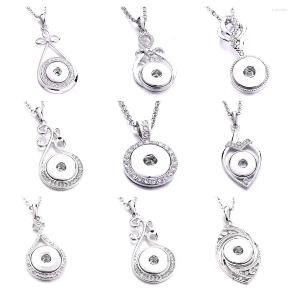 Kolye Kolyeleri 10 PCS Snap Duthe Mücevher Terozları Kristal Yuvarlak Drop18mm Kolye