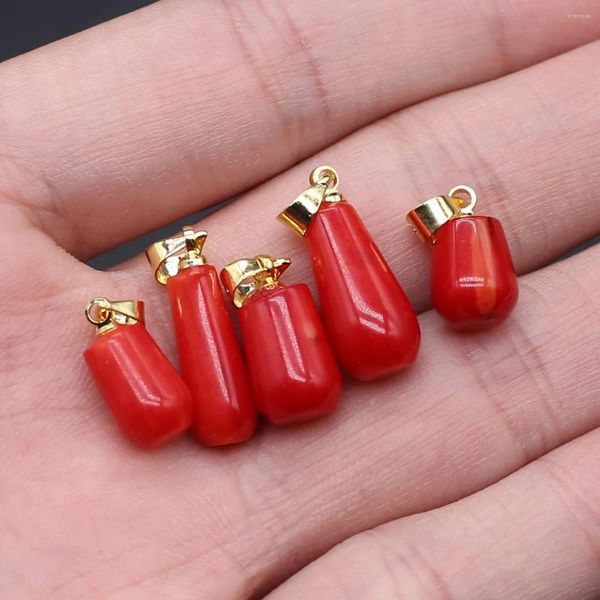 Colares Pingente 2 Pcs Mar Bambu Vermelho Coral Irregular Pequena Gota de Água Fazendo DIY Colar Brincos Jóias Acessórios Presente