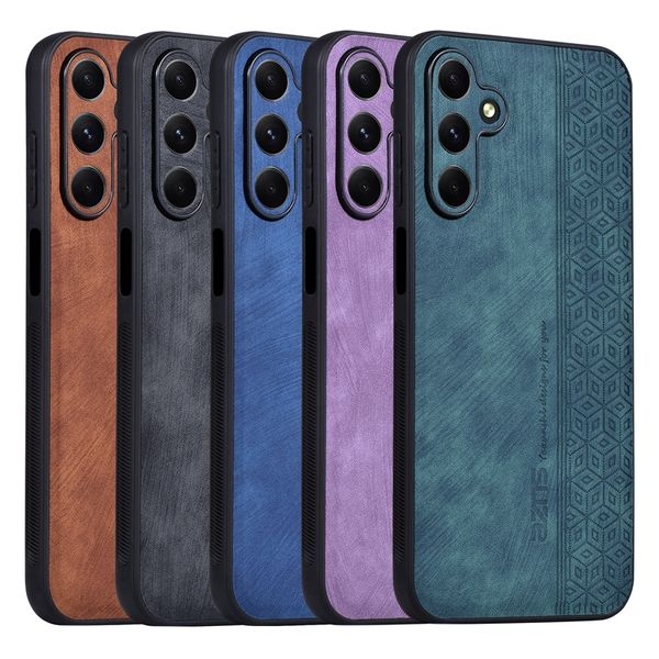 Klassische PU-Lederhüllen für Huawei Mate 60 Pro Nova 11 SE Xiaomi 14 Pro 13T Redmi 13C, stoßfest, Business-Würfel, weiches TPU, luxuriös, feines Loch, stoßfeste Rückseite