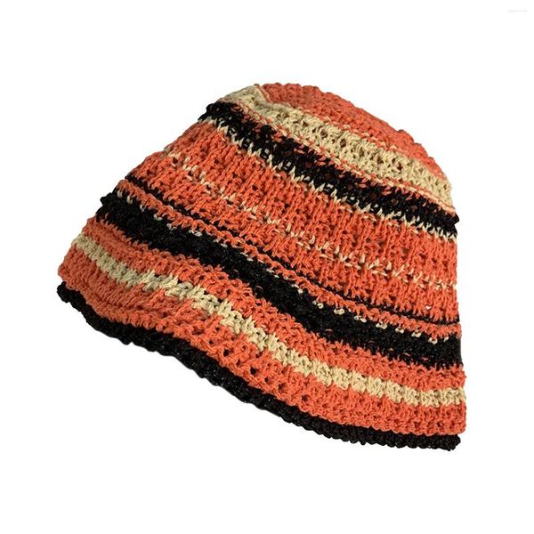 Cappelli a tesa larga Cappello da sole all'uncinetto da donna Pieghevole arrotolato Floppy Spiaggia traspirante per l'estate Primavera Autunno