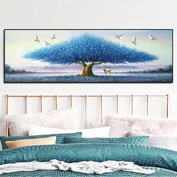 Abstrakte Kunst Blauer Baum Ölgemälde Leinwand Malerei Poster Drucken Nordic Wandkunst Bild Für Wohnzimmer Zuhause Rahmenlos