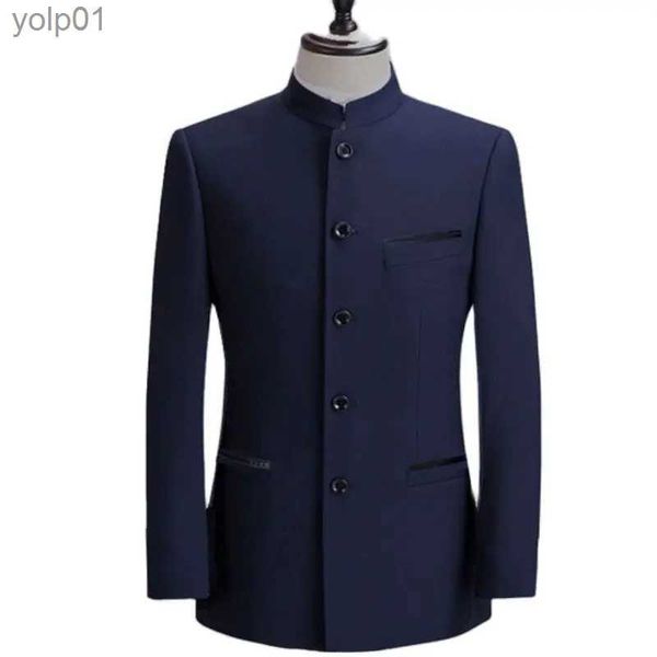 Jaquetas masculinas estilo chinês mandarim gola negócios casual casamento fino ajuste blazer masculino casual terno jaqueta casaco 4xll231115