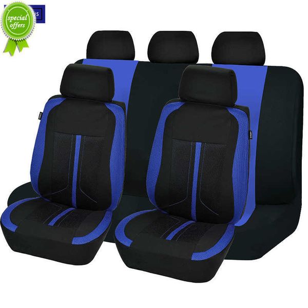 Новое обновление Blue 4/9pcs Universal Polyester Covers Covers Set Set Heathable Material с губчатым автомобильным интерьером спортивные