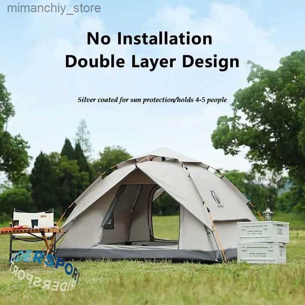 Tendas e abrigos ao ar livre Doub Layer Silver Coated Picnic Tent Camping Automático Dobrável Portab Impermeável Sunproof Quick Open Tent Q231115