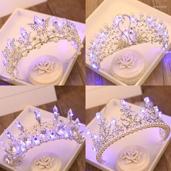 Hair Clips Bridal Weddal Tiara e Crown lideraram a princesa Pearl Rhinestone Crystal 18th Birthday Party 2023 Fashion Jewelry concurso