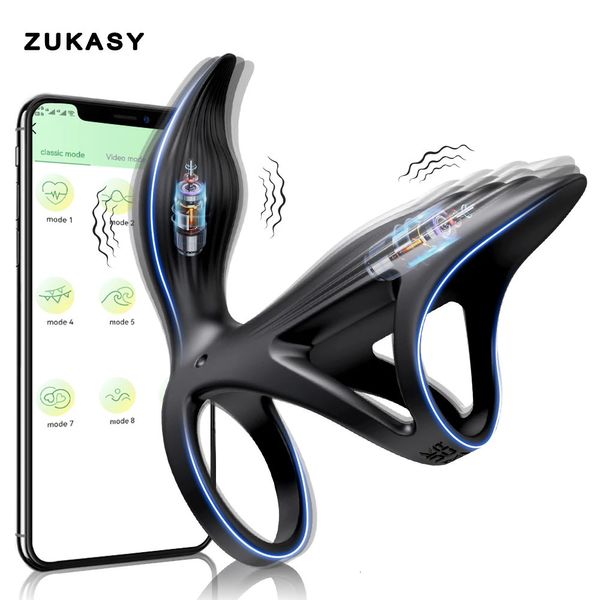 Vibradores APP Bluetooth Cockring Penis Cock Ring Atraso Ejaculação Clitoral Estimulador Sex Toys para Homens Casal Penisring Dick Sleeve 231115