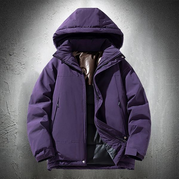 Parka da uomo piumino viola piumino da uomo con cappuccio giacche imbottite in cotone giacca a vento impermeabile escursionismo all'aperto Trekking Parka cappotti 231114