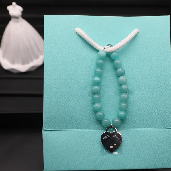 Bracciale di perline di lusso di moda ritorno alla serie di etichette a cuore braccialetti blu di design di gioielli con cuore grande per gioielli da donna per feste regalo di San Valentino 60714800