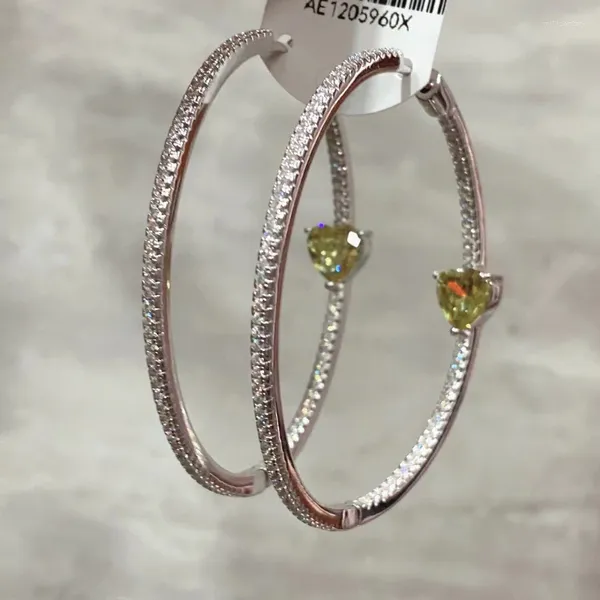 Brincos pendurados 925 prata esterlina incrustada cristal verde luz safira coração anéis de orelha para mulheres moda luxo noivado requintado