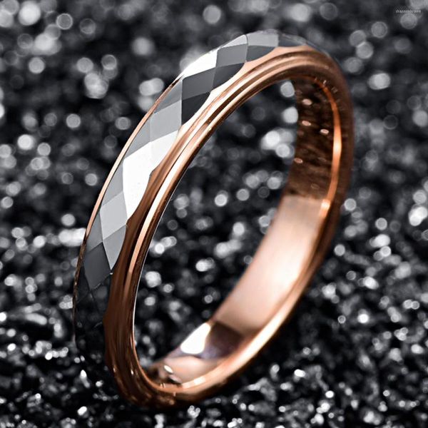 Trauringe Rhombus Hochglanz Inner Rose Gold Mann Ring Wolframkarbid Für Frauen Männer Paar