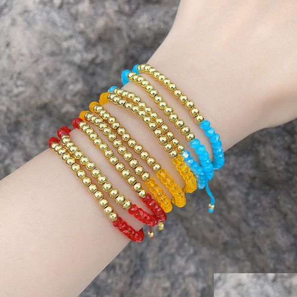 Perline Voleaf Boho Colorf Bracciale con perline di rame a strati regolabili Corda intrecciata Gioielli con perline di semi di Boemia Vbr150 Gioiello con consegna a goccia Dhoh3