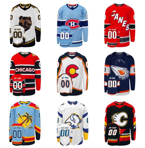 Männer Frauen Jugend 2022 Reverse Retro benutzerdefinierte Hockey-Trikots DUCKS COYOTES CANADIENS FLAMES BRUINS HURRICANES BLACKHAWKS AVALANCHE STARS OILERS SABERS CANUCKS S