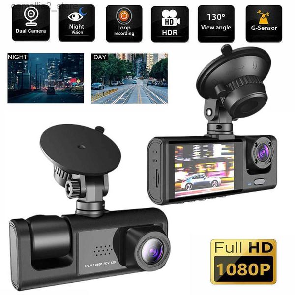 Araba DVR 3 lens 1080p Dashcam Ön arkada araba kamera hareket algılama g-sensör döngü kaydı Arabalar için kara kutu video kaydedici dvr q231115