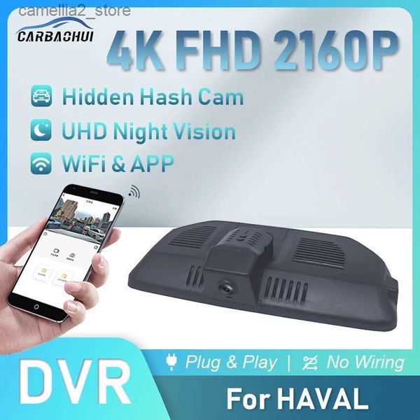 Carro dvrs plug play 4k 2160p carro dvr hd traço cam câmera para haval h6 h7 f7 f7x h9 xy dargo para wei vv5 vv6 vv7 dashcam sem fio porta usb q231115