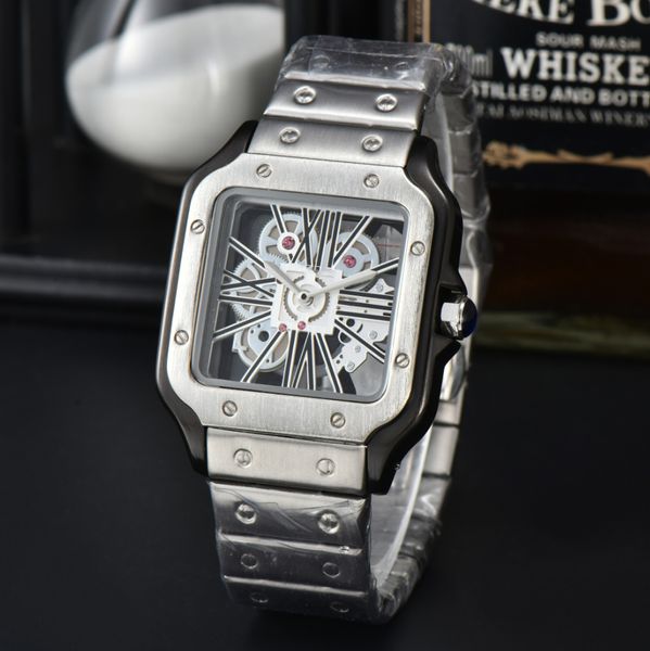 Роскошные дизайнерские мужские часы со скелетом, высококачественные кварцевые часы из нержавеющей стали, элегантные и благородные водонепроницаемые мужские часы с сапфировым стеклом