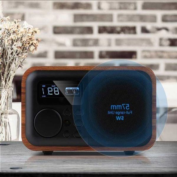 Freeshipping Drahtloser tragbarer Bluetooth-Lautsprecher aus Holz Subwoofer mit FM-Radiowecker Caixa De Som Fernbedienung Altavoces Speak Qukg