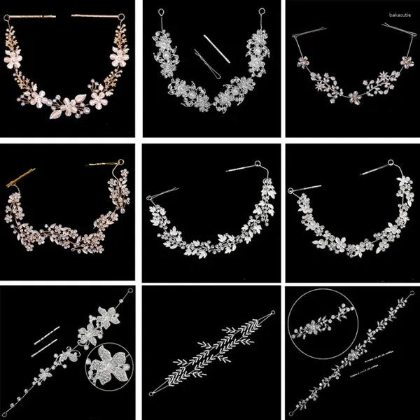 Haarspangen verkaufen sich gut. Silberfarbene Perlenbänder, Ranken, handgefertigte Kupfer-Kristall-Stirnbänder für Hochzeit, Zubehör, Damenschmuck
