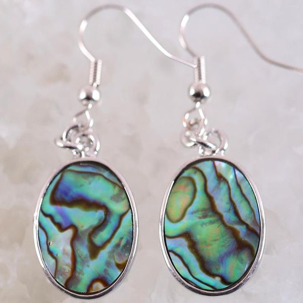 Brincos de bronzear contas a oval natural Blue Abalone Shell 1Pair U071