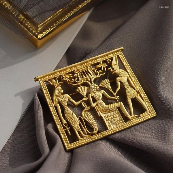 Broches huanzhi metal fosco vintage esculpida cobra faraó egípcia Faraoh Retrato Geométrico Pino quadrado para mulheres acessórios