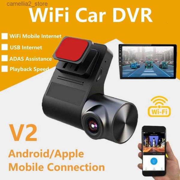 Araba DVRS V2 WiFi Araba Kamera Dash Cam Araba DVR FHD 1080p Dash Kamera Sürüş Kayıt Cihazı Kara Kutu Gece Vizyon Dashcam Camara Para Vehiculo Q231115