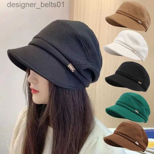 Berretti 2023 nuove donne strillone Cabbie berretto berretto in cotone morbido cappello per le donne ragazze caldo antivento cappelli strillone cappello detective con tesaL231115