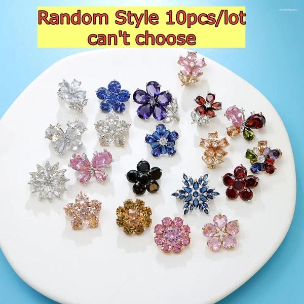 Broches cindy xiang estilo aleatório não pode cchoose 10pcs/lote de borboleta flores brilhante zirconia colarinho pino de moda pequeno broche