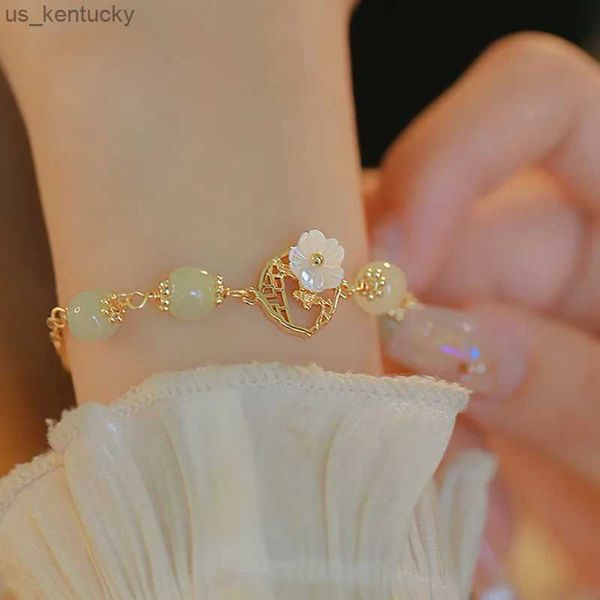 Gold Farbe Blume Armband Für Frauen Mädchen Pfirsich Blossom Shell Vintage-Schmuck Geburtstag Geschenk Dropshipping R231115