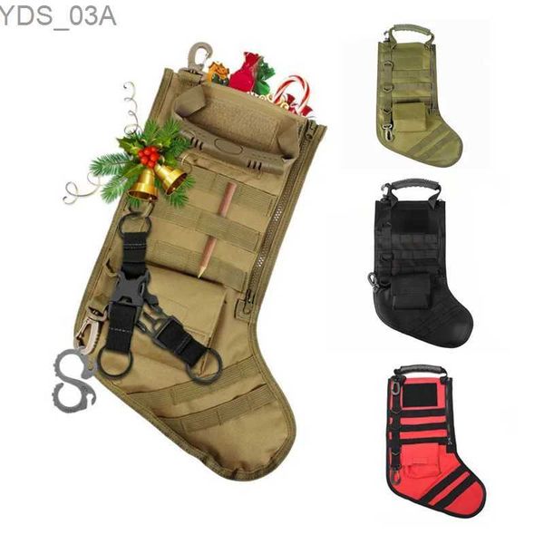 Decorações de Natal Tactical Molle Stocking Pacote de meias para presente de Natal Caça ao ar livre Airsoft Revista Militar Dump Drop Bolsa Utilitário Saco de armazenamento YQ231115