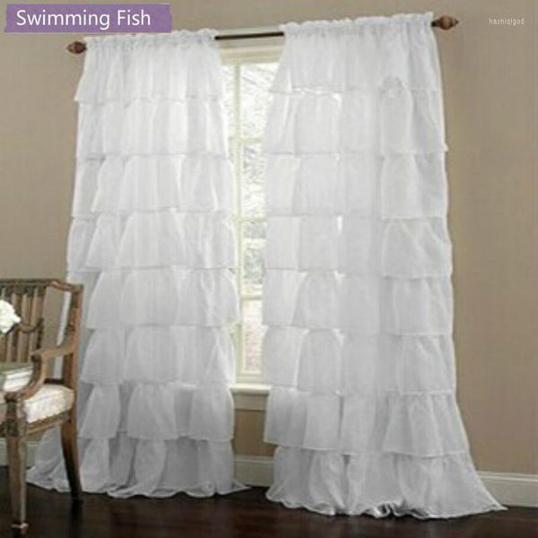 Vorhang Princess Room Multi-Layer Lace Sheer Tüll Halbschatten-Jalousien Voild Blind Rod Pocket/Haken/Ring