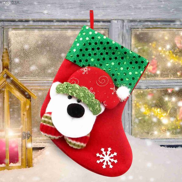 Decorações de Natal Meias de Natal Pingente Meias de Natal Saco de Presente Pequena Boutique Decoração de Doces Decoração de Feliz Natal para Casa 2024 YQ231115