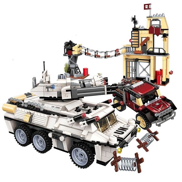 Блоки Enlighten Building Block Peacekeeping Force Thunder Heavy Armed Vehicle Attack 7 Фигурки 935 шт. Развивающие игрушки-кирпичи 231114