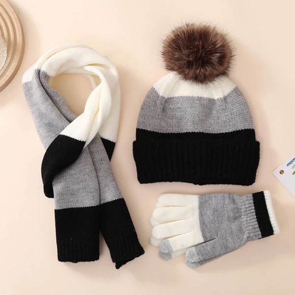 Шарфы, накидки, детская зимняя вязаная шапка, комплект шарфа и перчаток для девочек и мальчиков 8–15 лет 231115