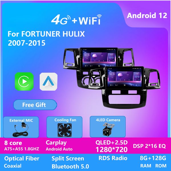 Android Car Video estéreo para Toyota Fortuner Hulix 2007 2008 2009 2010-2015 Auto Radio GPS Navegação