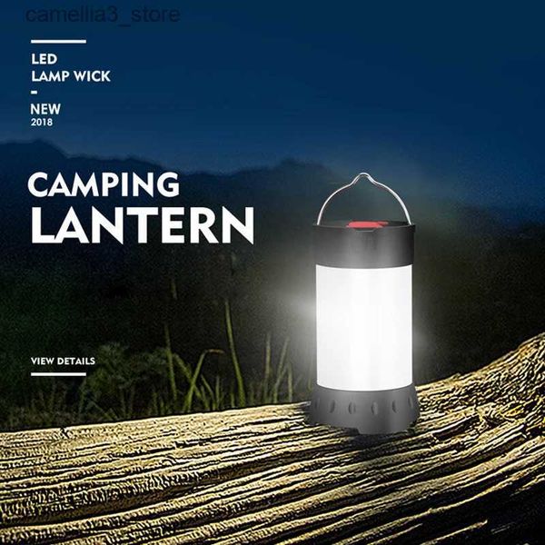 Camping-Laterne, magnetisch, tragbar, weiß, rot, Camping-Laterne, 5 Helligkeitsstufen, Hängezelt, wiederaufladbar, USB-Notfall-Taschenlampe + 18650-Batterie, Q231116