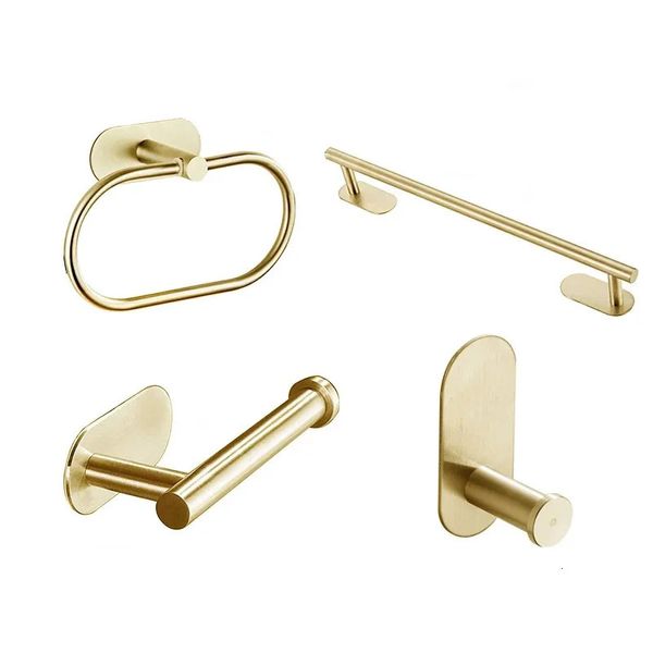 Conjunto acessório de banho escovado ouro banheiro hardware robe gancho barra de toalha suporte de papel higiênico acessórios 231115