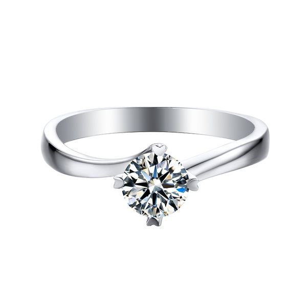 Anelli di fidanzamento anello di moissanite anello di gioielli firmati all'ingrosso anello nuziale di lusso bague placcatura in platino per le donne anello di moissanite da 0,5 ct M02D con confezione regalo 5A