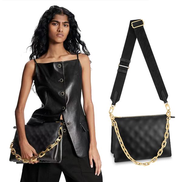 Orijinal deri M57790 Pochette Coussin Satchel Çanta Kadın Lüks El Çantası Messenger Tote Crossbody Bags Tasarımcı Erkek Leydi Omuz Moda Zinciri Kabartmalı Çanta