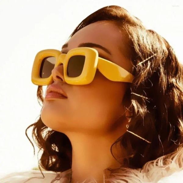 Sonnenbrille Retro Candy Color Brillen Damen Schattierungen Y2K Rot Gelb Quadratische Sonnenbrille