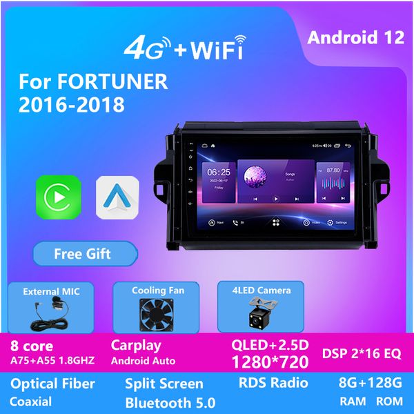 Rádio Android Car Video para Toyota Fortuner 2016-2018 Tela de toque GPS GPS Bluetooth Multimídia BT 4G IPS WiFi