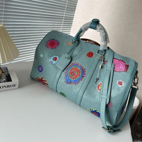 Lüks moda duffle çanta seyahat çantası tasarımcısı bagaj düz renkli büyük kapasiteli taşınabilir bir omuz crossbody çanta