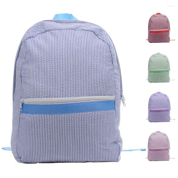 Zaino Seersucker Zaini piccoli da viaggio Borse per libri di grande capacità Mini portaoggetti a righe carine per borsa da scuola per bambini