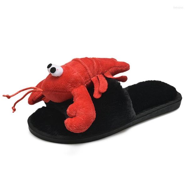 Pantofole 2023 Inverno Personalizzato Baby Lobster Crab Cotton Drag da donna Confortevole Moda Peluche di alta qualità