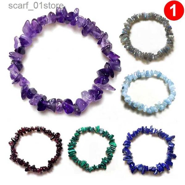 Kette Kristall Armband Unregelmäßige Naturstein Armband Perlen Chip Schmuck Amethyst Aquamarin Rosenquarz Armband Armreifen für FrauenL231115