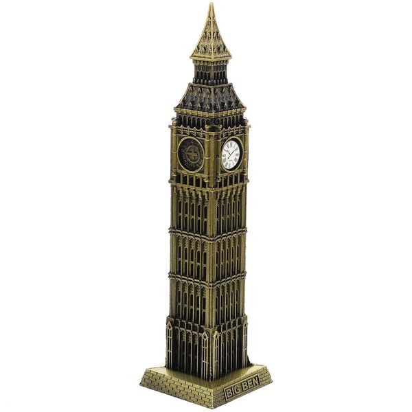 Oggetti decorativi Figurine Big Ben Inghilterra Modello di edificio in metallo Ornamento Punti di riferimento a Londra Decorazione punto di riferimento 231114