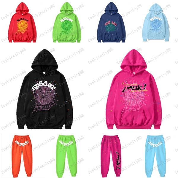 Moda BrandMen's Hoodies Moletons Spider Designer Mens Red Sp5der Young Thug 555555 Anjo Homens Hoodie Bordado Web Moletom Corredores Tamanho S / m / L / XL